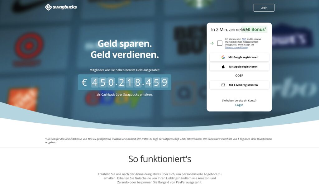 Swagbucks-erster-eindruck